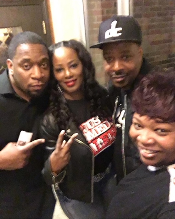 Tunya Griffin and Char B with comedians John Phillips and Eddie Bryan